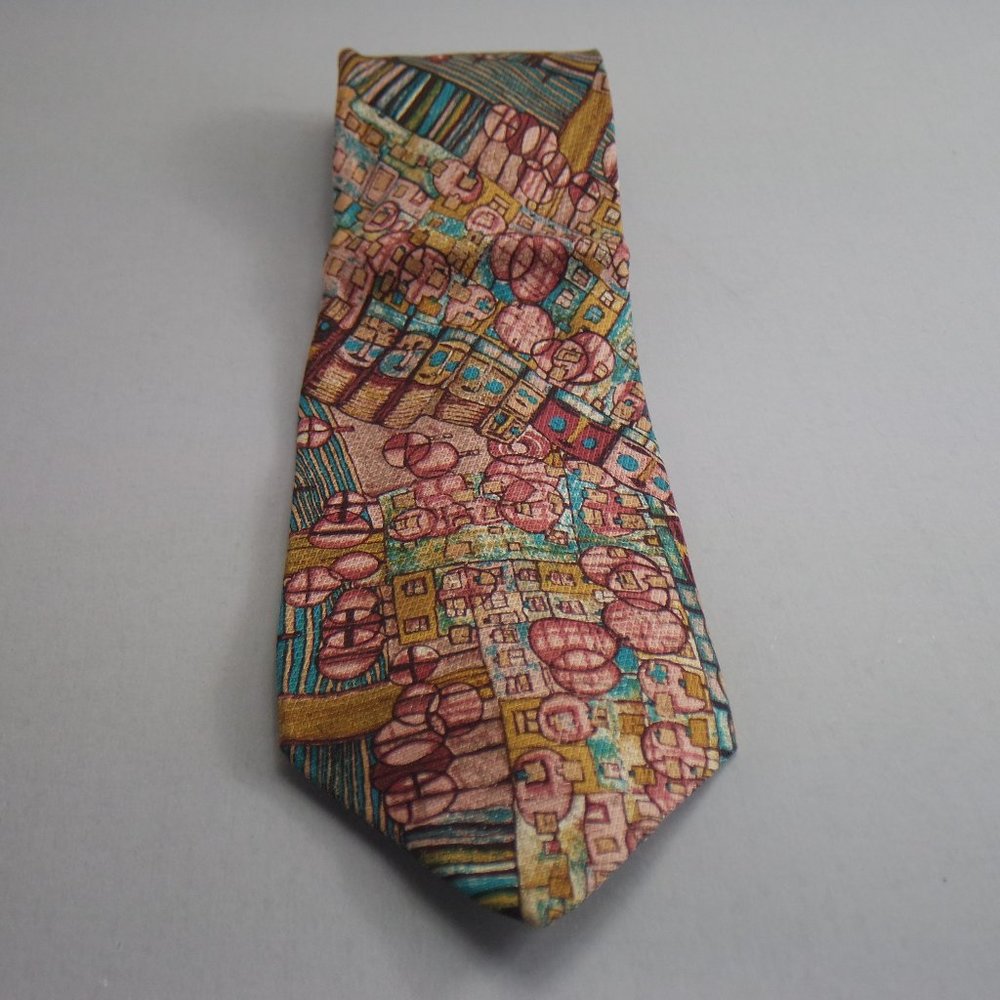 Alfani Pink / Blue Abstract Men's Tie 3 3/4" x 60"